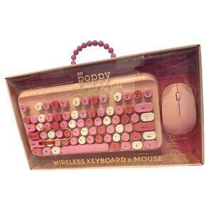 New in box XO Poppy Pops of Pink Wireless Keyboard and Mouse Gift Set